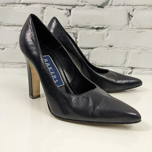 BAKERS black leather high heel pumps pointed toe size 6B - Picture 5 of 8